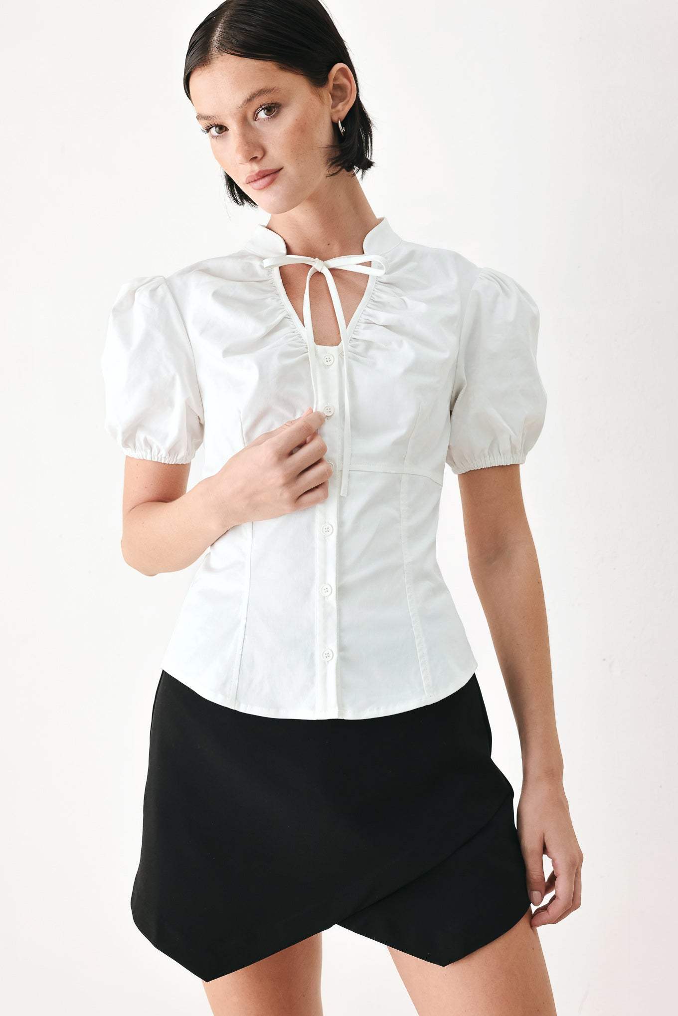 WHITE ROSE DAYDREAM WOVEN TOP - Flying Tomato - Flyclothing LLC