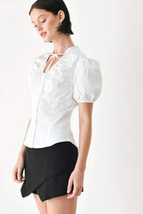 WHITE ROSE DAYDREAM WOVEN TOP - Flying Tomato - Flyclothing LLC