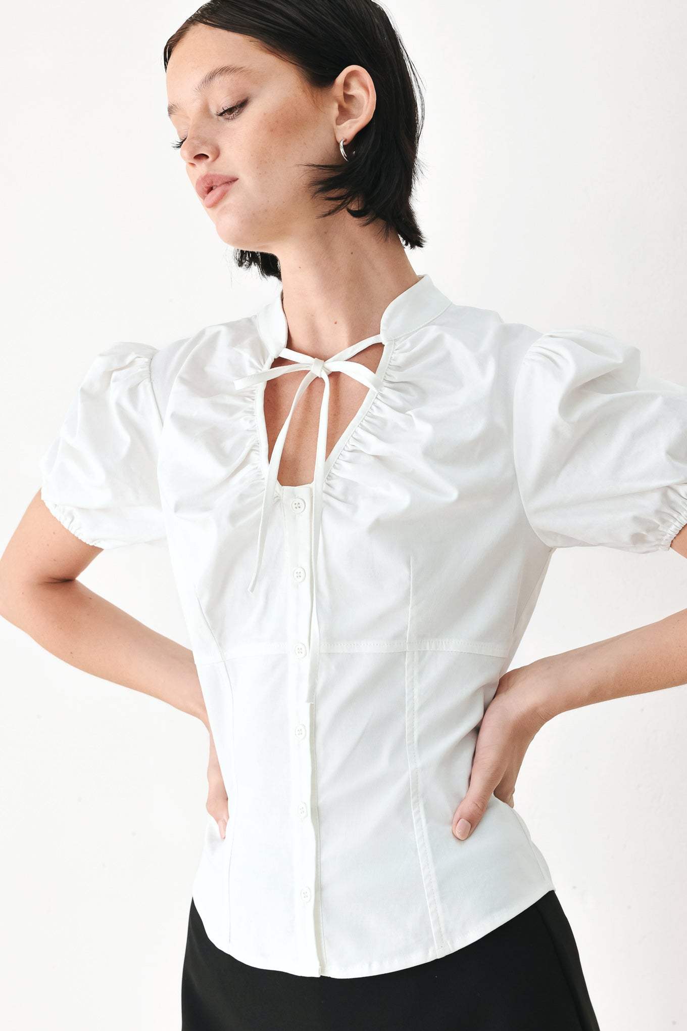 WHITE ROSE DAYDREAM WOVEN TOP - Flying Tomato - Flyclothing LLC