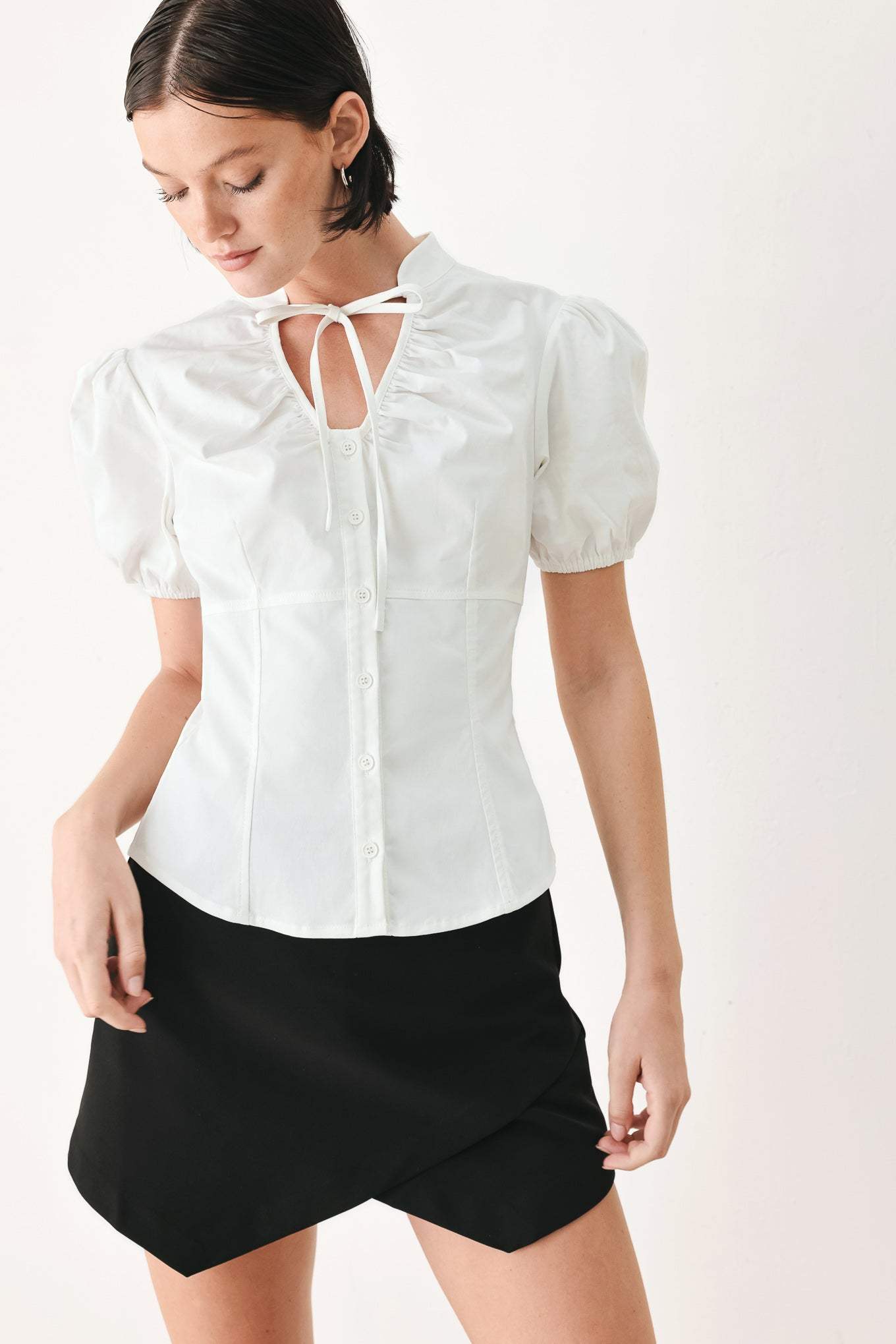WHITE ROSE DAYDREAM WOVEN TOP - Flying Tomato - Flyclothing LLC
