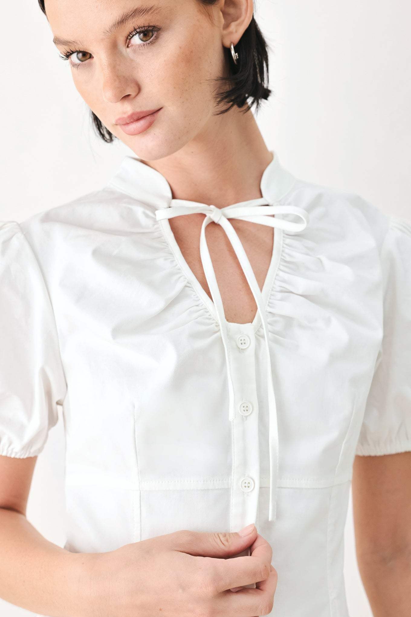WHITE ROSE DAYDREAM WOVEN TOP - Flying Tomato - Flyclothing LLC