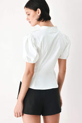 WHITE ROSE DAYDREAM WOVEN TOP - Flying Tomato - Flyclothing LLC