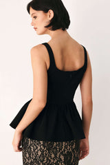 MIDNIGHT ROMANCE SQUARE NECK PEPLUM TOP - Flying Tomato - Flyclothing LLC