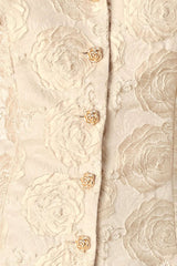 GOLDEN PORTRAIT GOLD TEXTURED PUFF-SLEEVE PEPLUM TOP - Flying Tomato - Flyclothing LLC