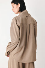 MOCHA MUSE SCARF TIE BUTTON DOWN TOP - Flying Tomato - Flyclothing LLC