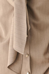MOCHA MUSE SCARF TIE BUTTON DOWN TOP - Flying Tomato - Flyclothing LLC