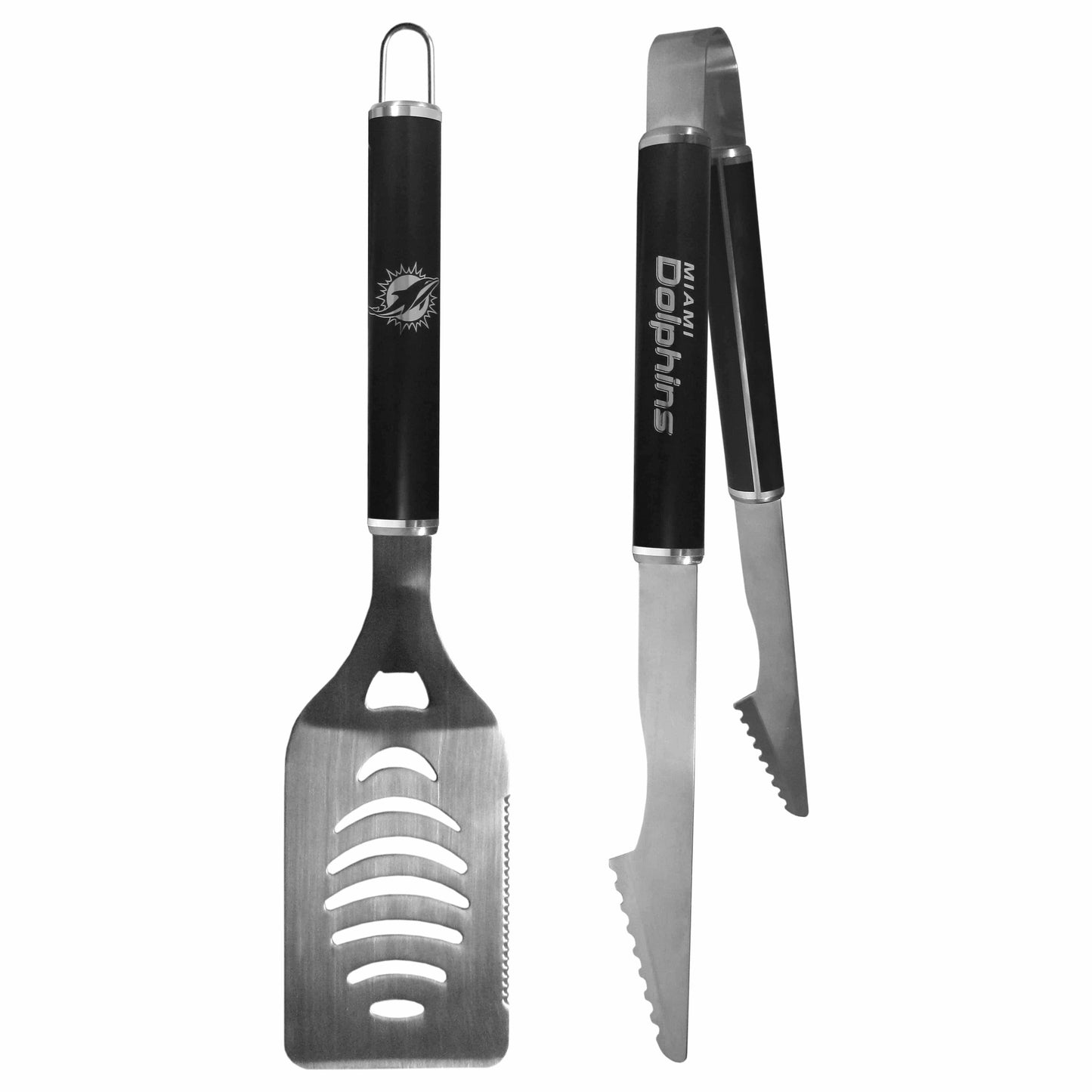 Miami Dolphins 2 pc Black Steel Tailgate BBQ Set - Siskiyou Buckle - Flyclothing LLC