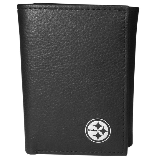Pittsburgh Steelers Leather Logo Tri-fold Wallet - Pittsburgh Steelers