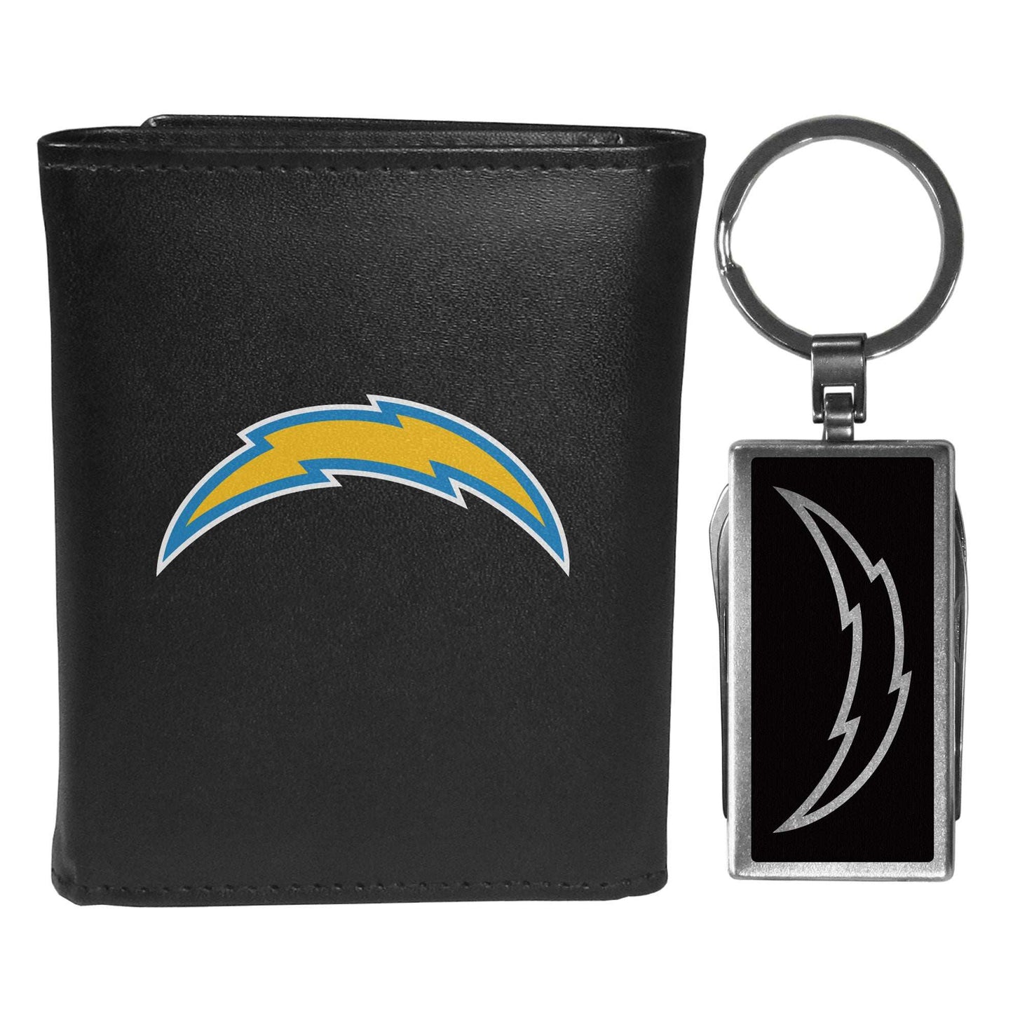 Los Angeles Chargers Tri-fold Wallet & Multitool Key Chain, Black - Los Angeles Chargers - Flyclothing LLC