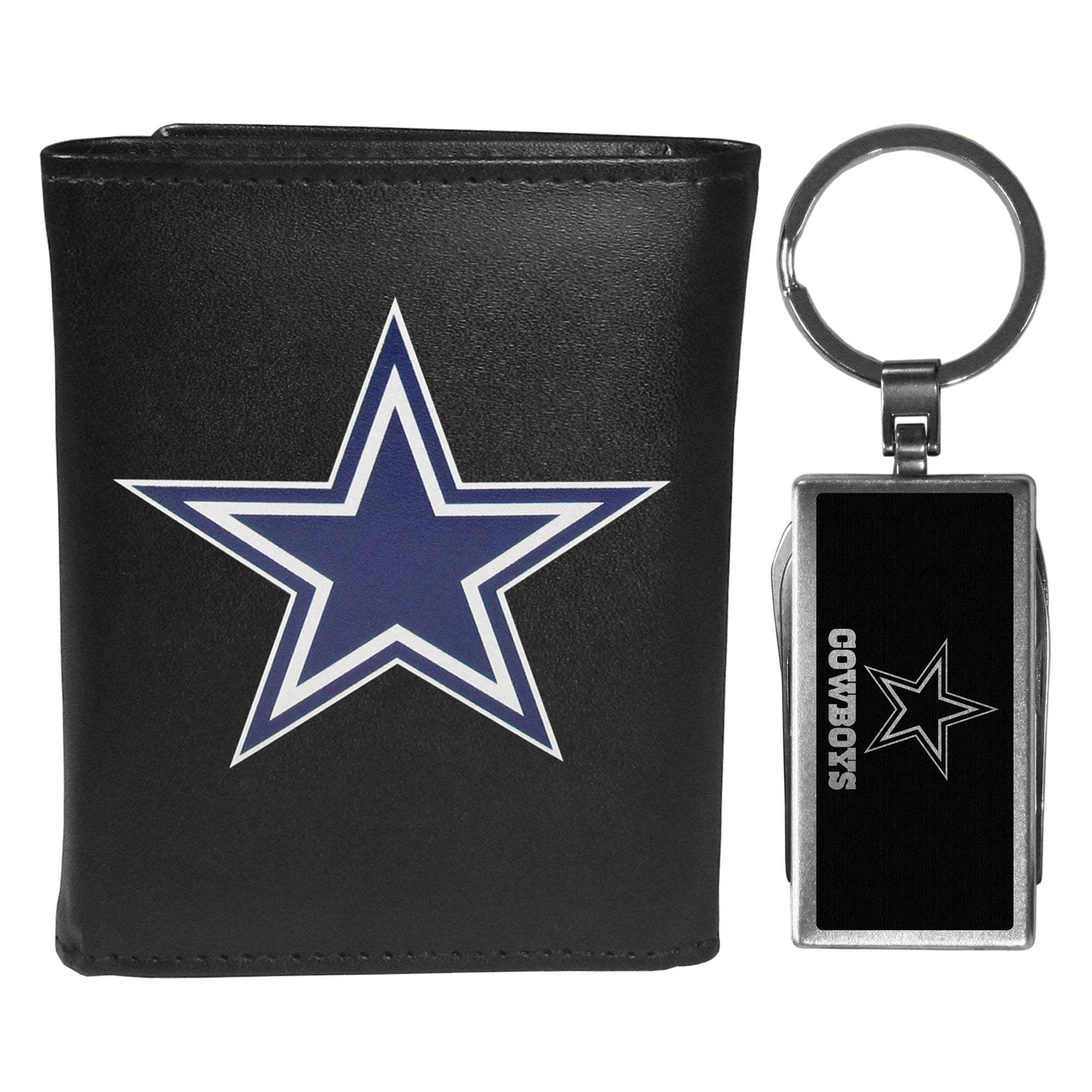 Dallas Cowboys Tri-fold Wallet & Multitool Key Chain, Black - Dallas Cowboys - Flyclothing LLC