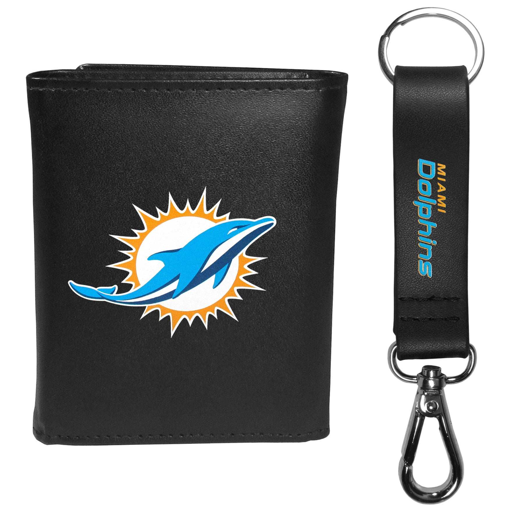 Miami Dolphins Tri-fold Wallet & Strap Key Chain - Miami Dolphins - Flyclothing LLC