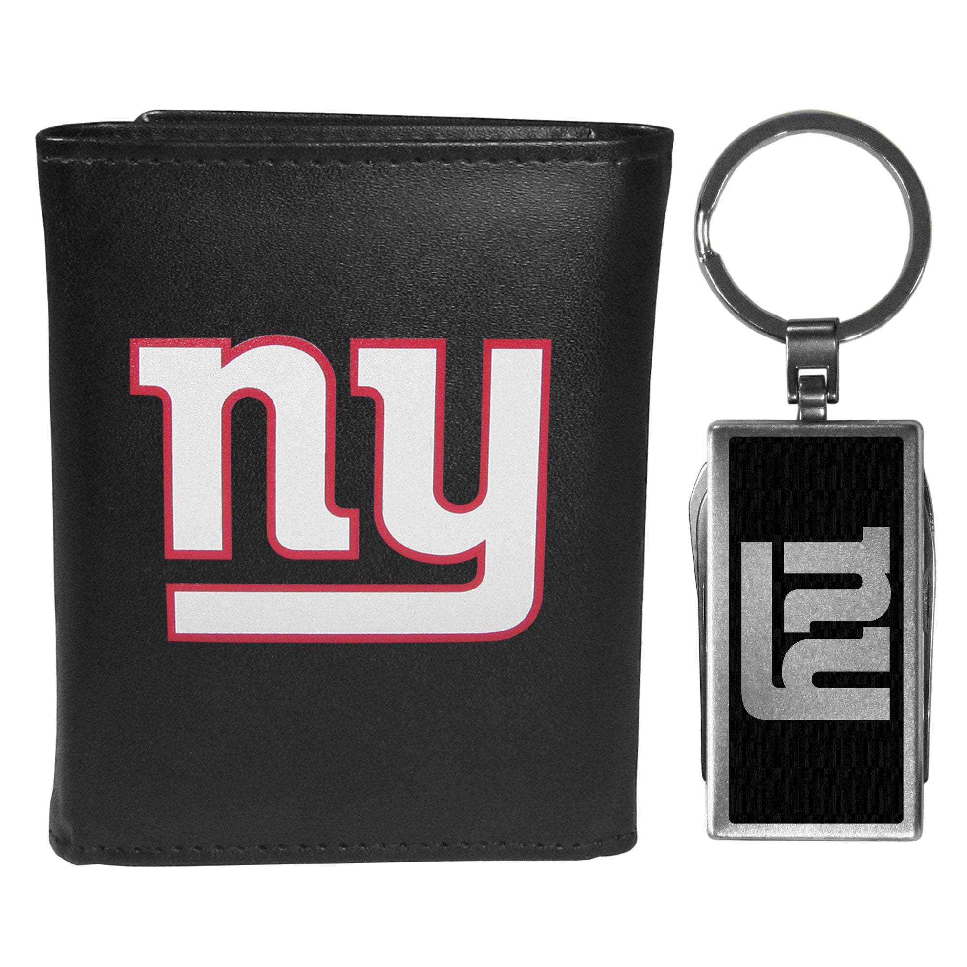 New York Giants Tri-fold Wallet & Multitool Key Chain, Black - New York Giants - Flyclothing LLC