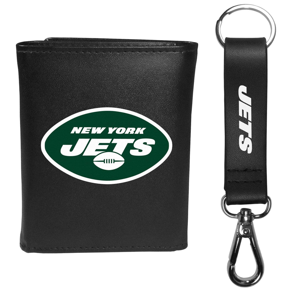 New York Jets Tri-fold Wallet & Strap Key Chain - New York Jets