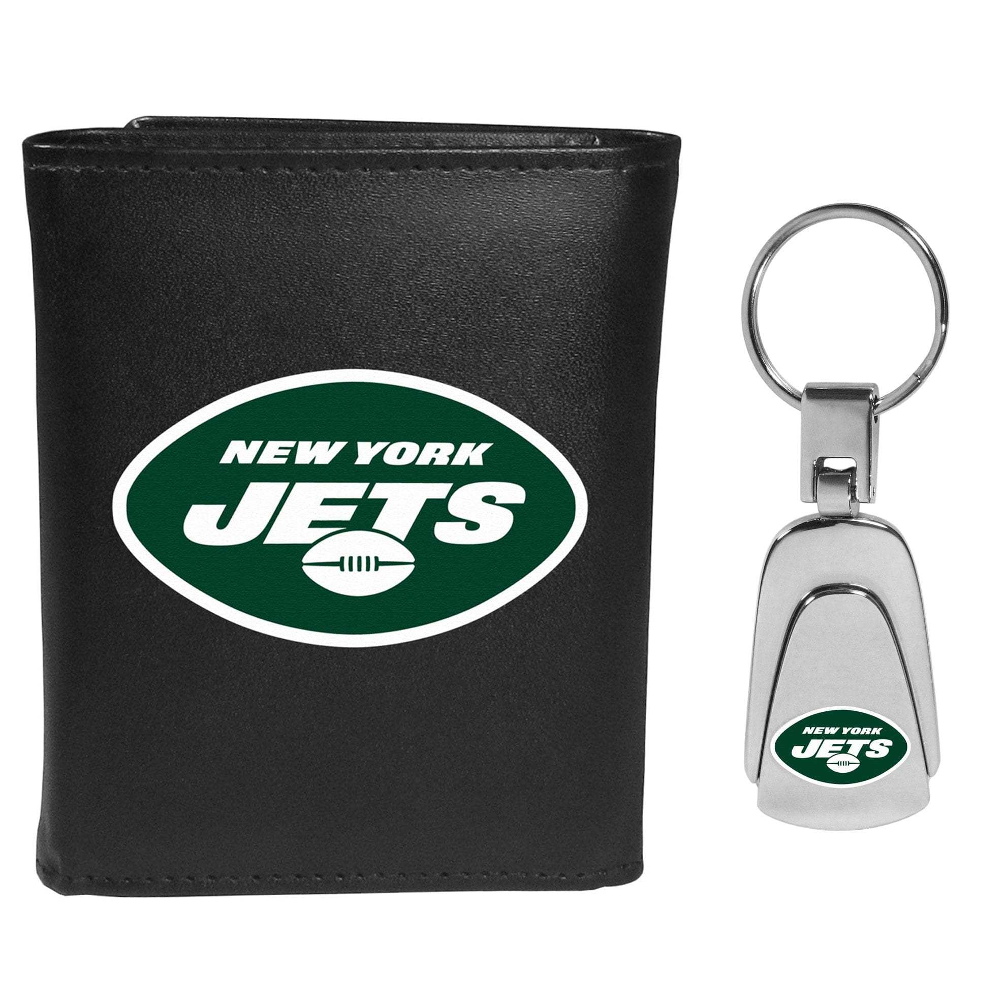 New York Jets Tri-fold Wallet & Steel Key Chain - New York Jets - Flyclothing LLC