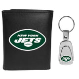 New York Jets Tri-fold Wallet & Steel Key Chain - New York Jets