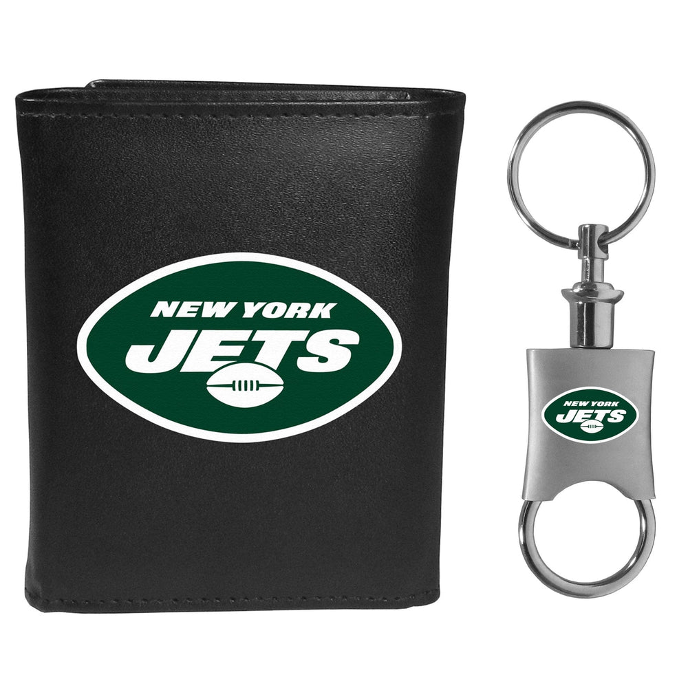 New York Jets Tri-fold Wallet & Valet Key Chain - New York Jets