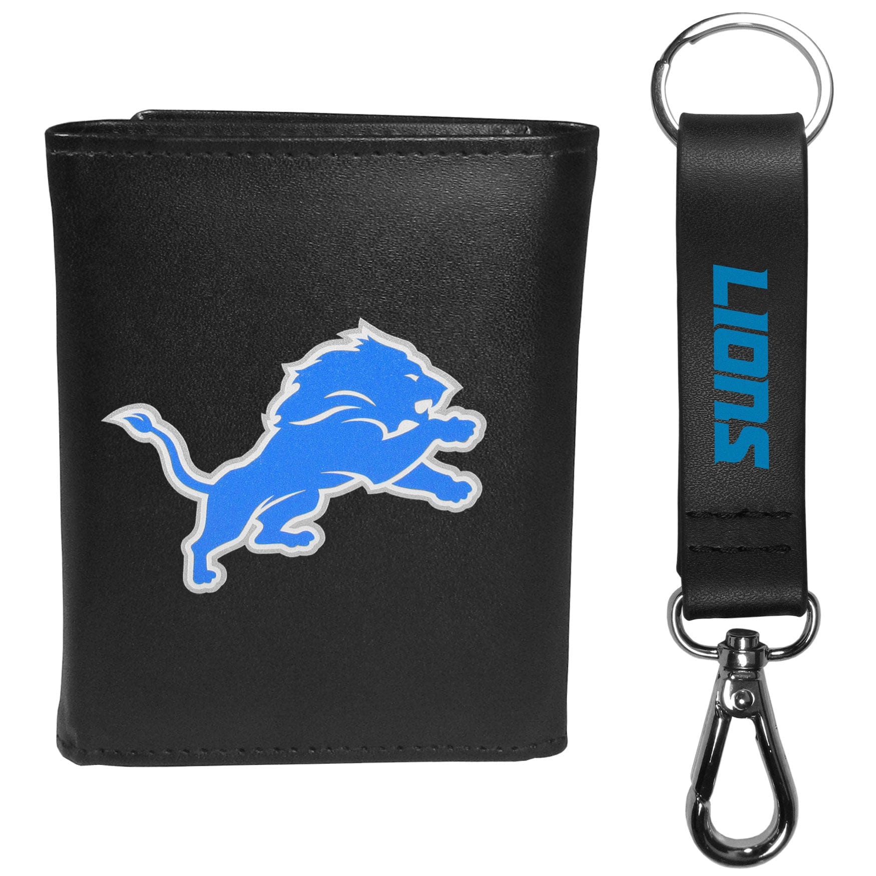 Detroit Lions Tri-fold Wallet & Strap Key Chain - Detroit Lions