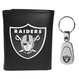 Las Vegas Raiders Tri-fold Wallet & Steel Key Chain - Las Vegas Raiders