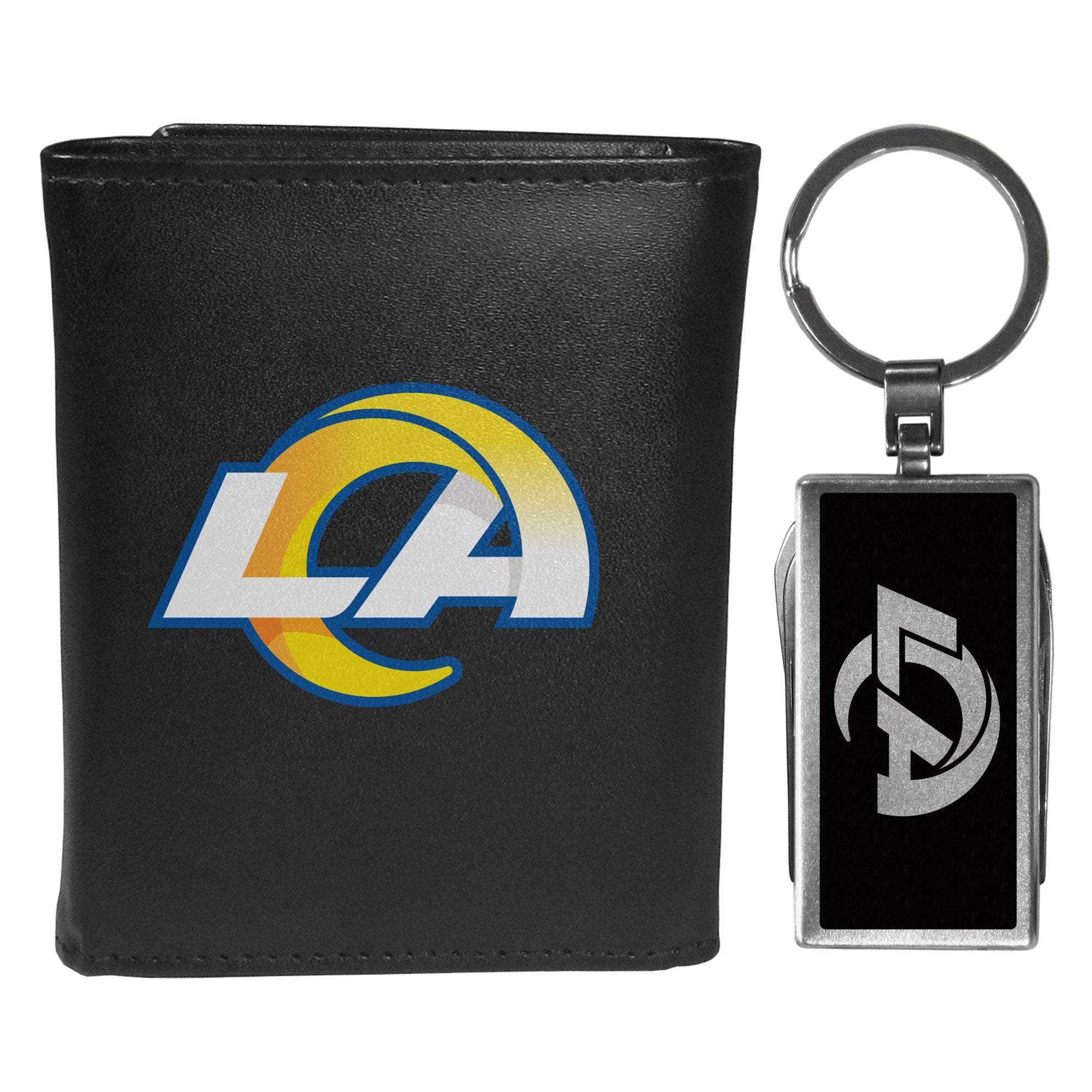 Los Angeles Rams Tri-fold Wallet & Multitool Key Chain, Black - Los Angeles Rams - Flyclothing LLC