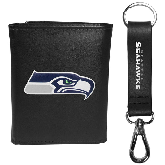 Seattle Seahawks Tri-fold Wallet & Strap Key Chain - Seattle Seahawks