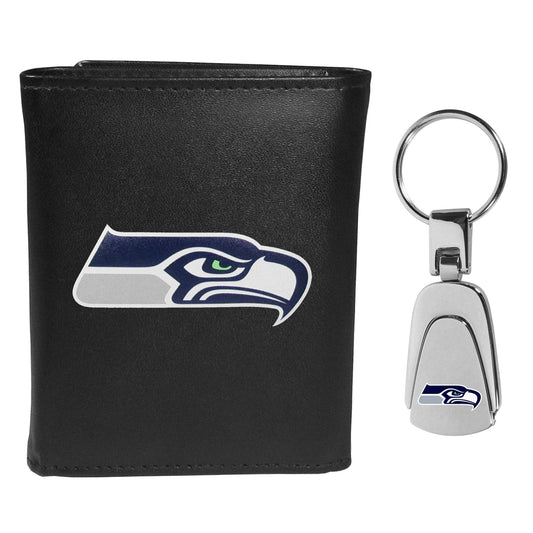 Seattle Seahawks Tri-fold Wallet & Steel Key Chain - Seattle Seahawks