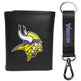Minnesota Vikings Tri-fold Wallet & Strap Key Chain - Minnesota Vikings