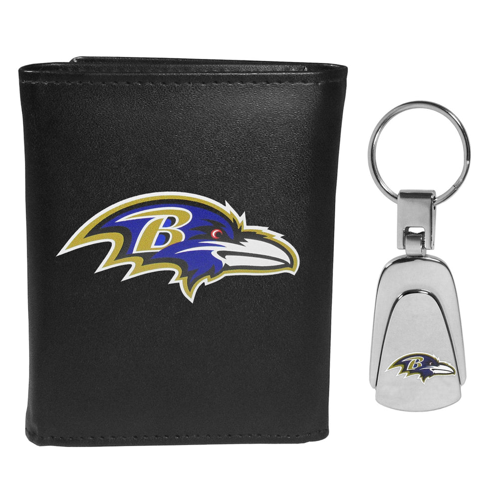Baltimore Ravens Tri-fold Wallet & Steel Key Chain - Baltimore Ravens