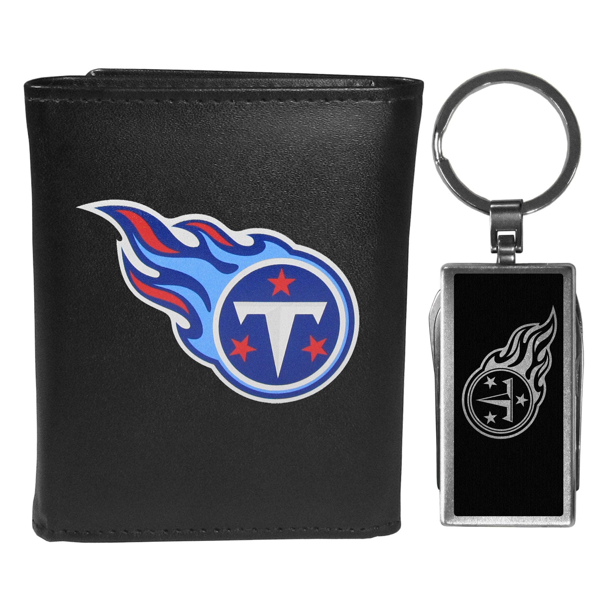 Tennessee Titans Tri-fold Wallet & Multitool Key Chain, Black - Tennessee Titans