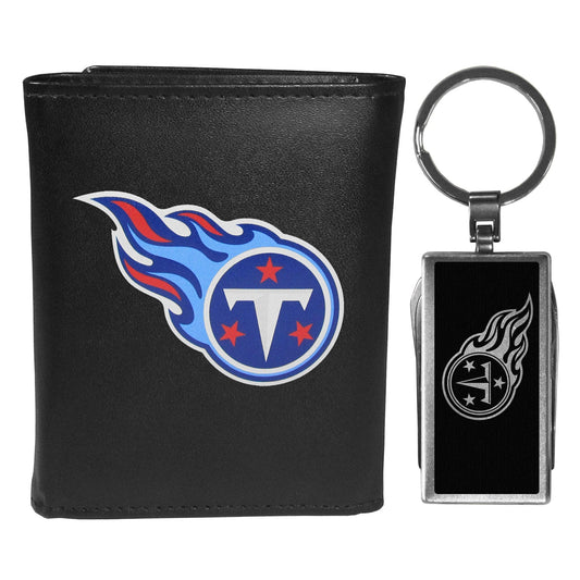 Tennessee Titans Tri-fold Wallet & Multitool Key Chain, Black - Tennessee Titans