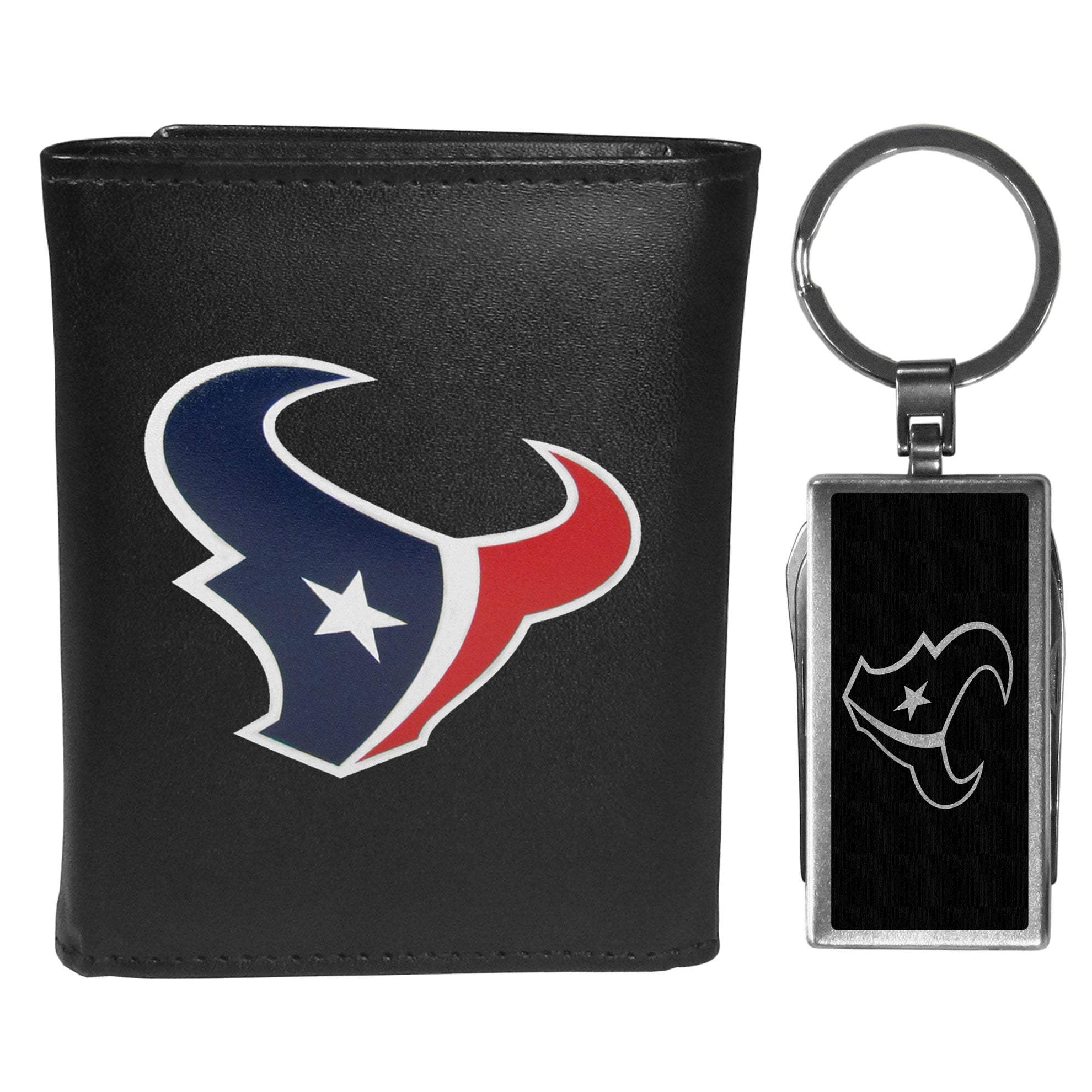 Houston Texans Tri-fold Wallet & Multitool Key Chain, Black - Houston Texans - Flyclothing LLC