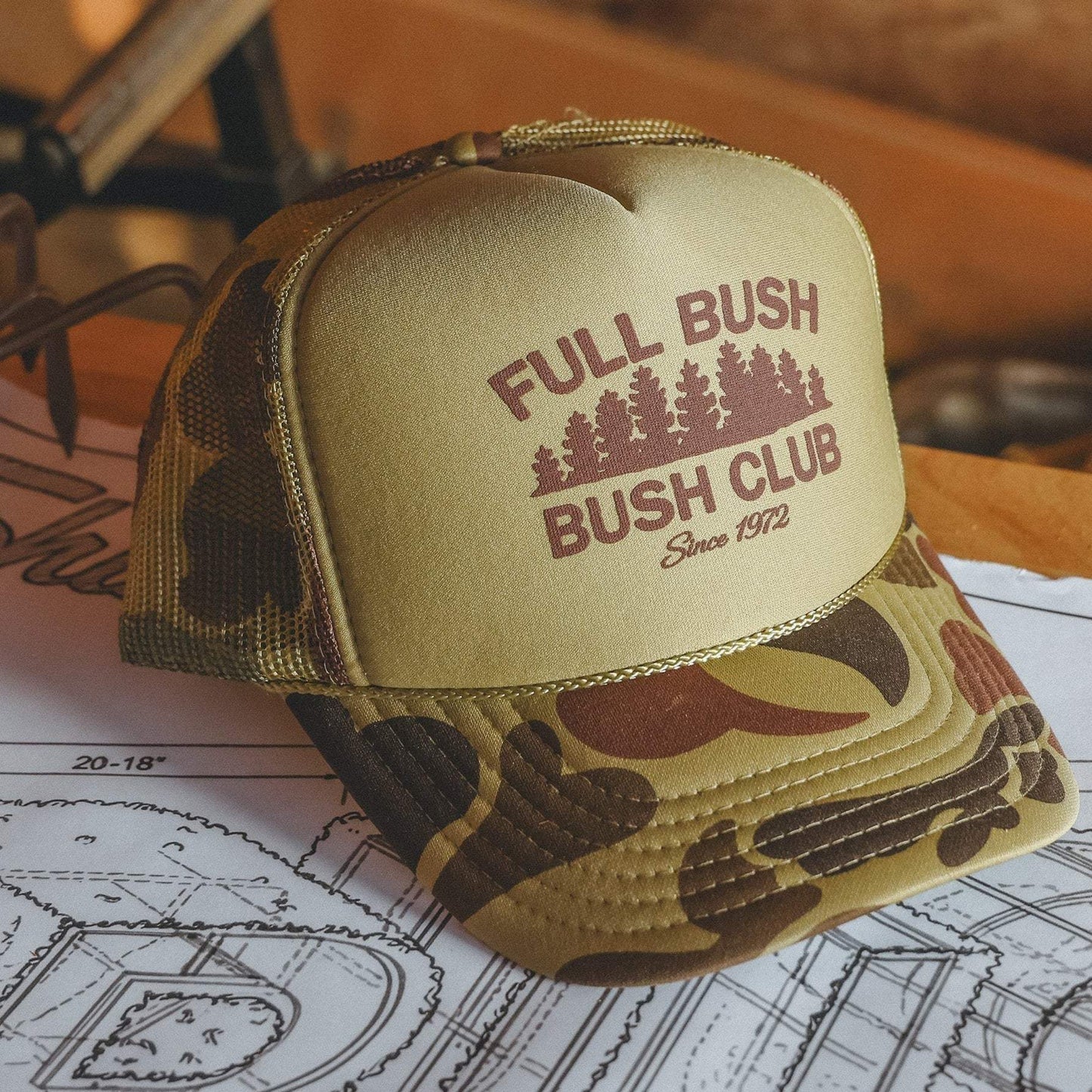 The Let It Grow | Camo Full Bush Bush Club Trucker Hat - Shinesty - Flyclothing LLC