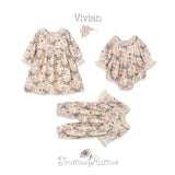 Vintage Floral Dress with Lace Collar Ruffles, Linen Blend - Tesa Babe - Flyclothing LLC