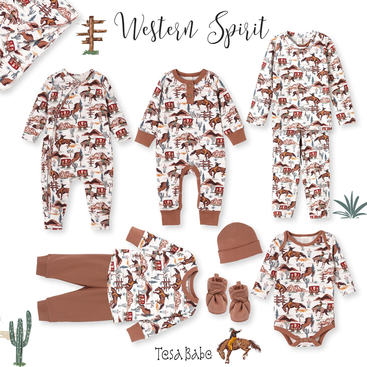 Cowboy Baby Zipper Romper - Bamboo Western Spirit Outfit - Tesa Babe - Flyclothing LLC
