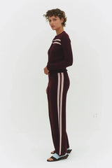 CASHMERE WOOL STRIPE CARDIGAN IN RASPBERRY CREAM - findmenowthelabel - Flyclothing LLC