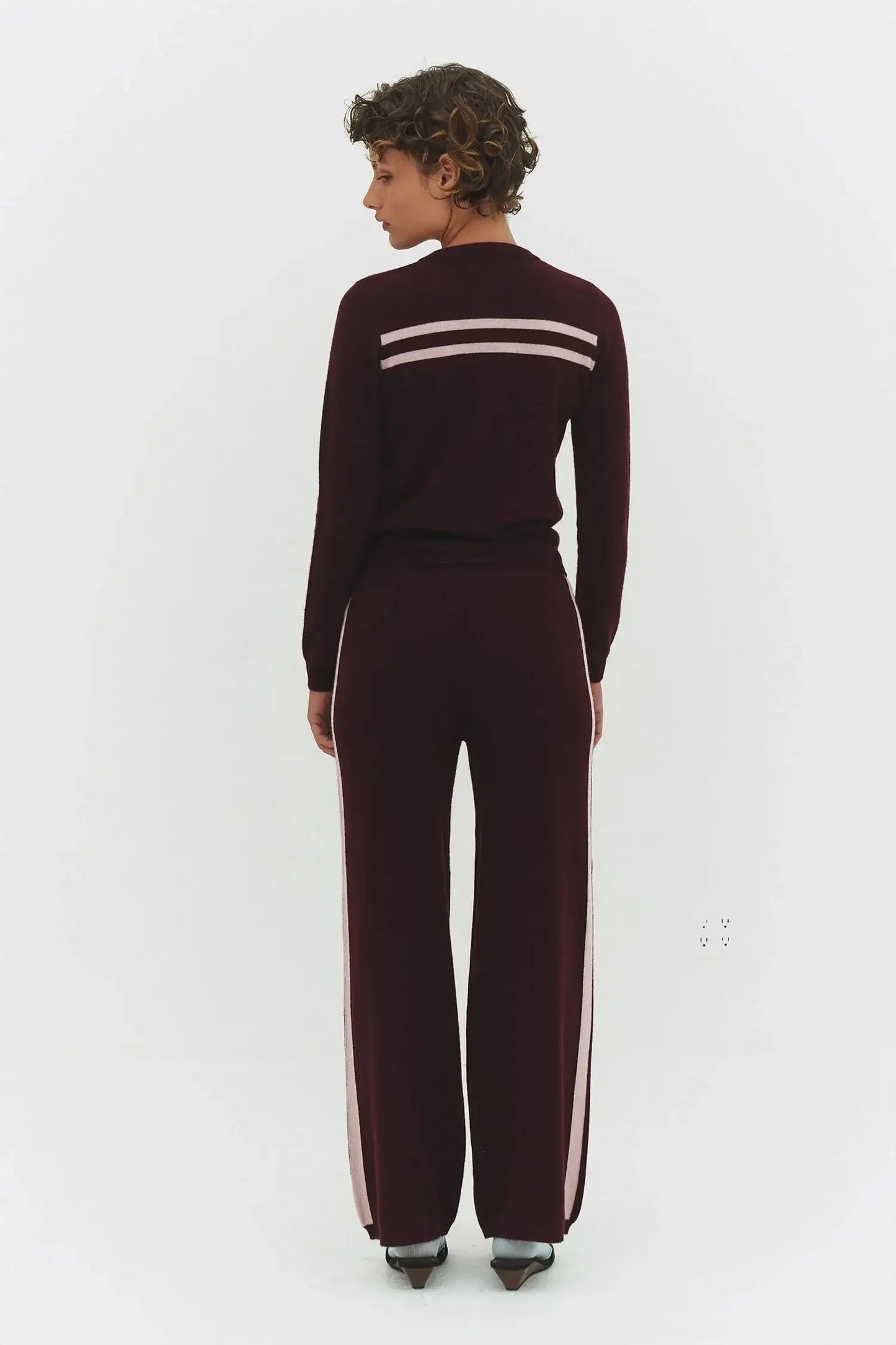 CASHMERE WOOL STRIPE CARDIGAN IN RASPBERRY CREAM - findmenowthelabel - Flyclothing LLC