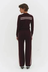 CASHMERE WOOL STRIPE CARDIGAN IN RASPBERRY CREAM - findmenowthelabel - Flyclothing LLC