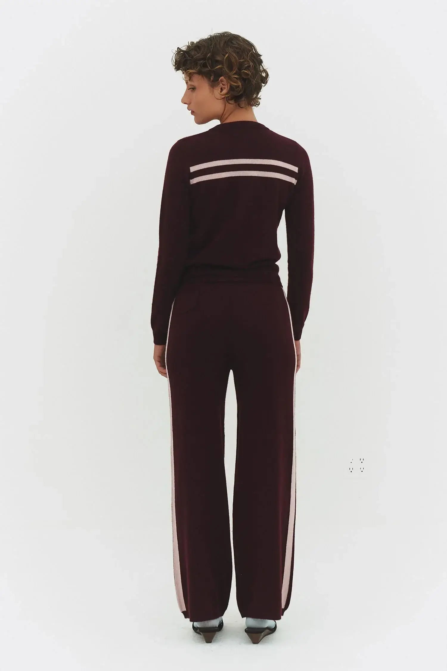 CASHMERE WOOL STRIPE CARDIGAN IN RASPBERRY CREAM - findmenowthelabel - Flyclothing LLC