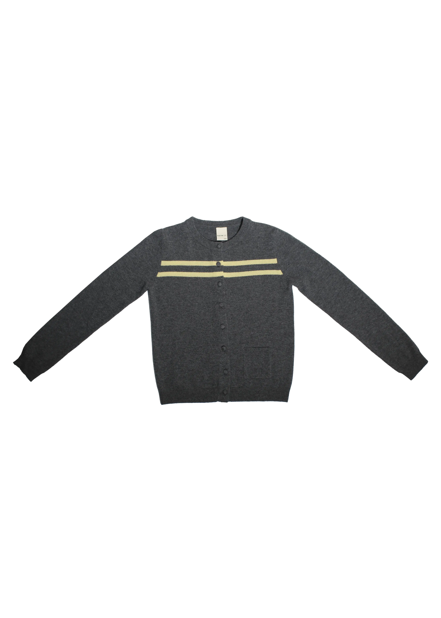 Cashmere Wool Stripe Cardigan in Charcoal/Butter