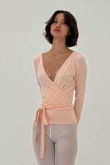 BALLERINA WRAP TOP IN POWDER PINK