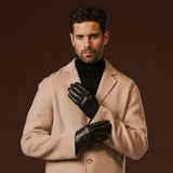 Fabio (black) - Men's classic Italian lambskin leather gloves with pure silk lining - Leather Gloves Online - Flyclothing LLC