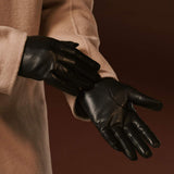 Fabio (black) - Men's classic Italian lambskin leather gloves with pure silk lining - Leather Gloves Online - Flyclothing LLC