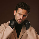 Fabio (black) - Men's classic Italian lambskin leather gloves with pure silk lining - Leather Gloves Online - Flyclothing LLC