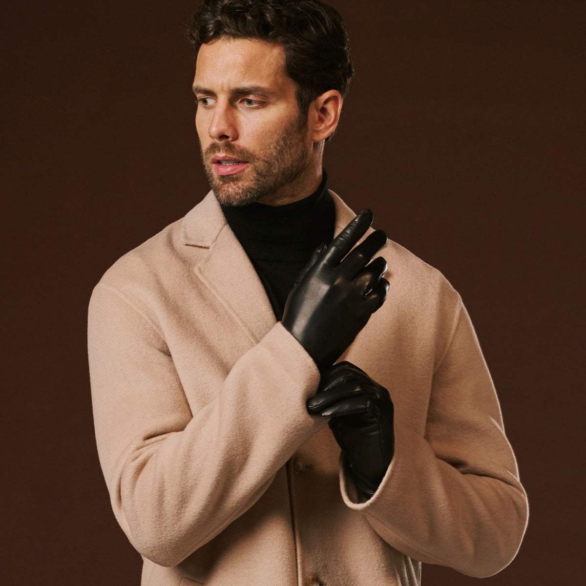 Fabio (black) - Men's classic Italian lambskin leather gloves with pure silk lining - Leather Gloves Online - Flyclothing LLC