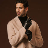 Fabio (black) - Men's classic Italian lambskin leather gloves with pure silk lining - Leather Gloves Online - Flyclothing LLC