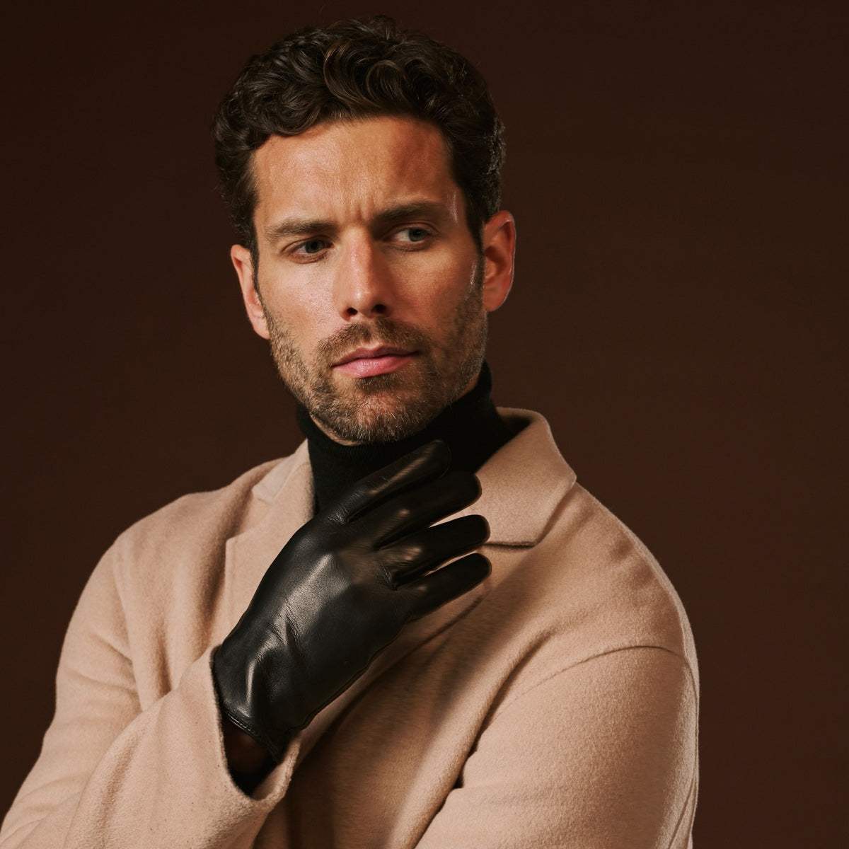 Fabio (black) - Men's classic Italian lambskin leather gloves with pure silk lining - Leather Gloves Online - Flyclothing LLC