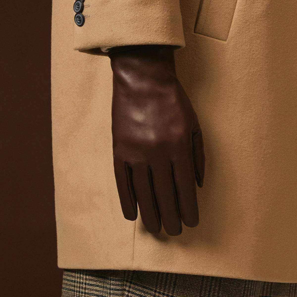Fabio (brown) - Men's classic Italian lambskin leather gloves with pure silk lining - Leather Gloves Online - Flyclothing LLC