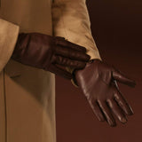 Fabio (brown) - Men's classic Italian lambskin leather gloves with pure silk lining - Leather Gloves Online - Flyclothing LLC