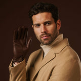 Fabio (brown) - Men's classic Italian lambskin leather gloves with pure silk lining - Leather Gloves Online - Flyclothing LLC