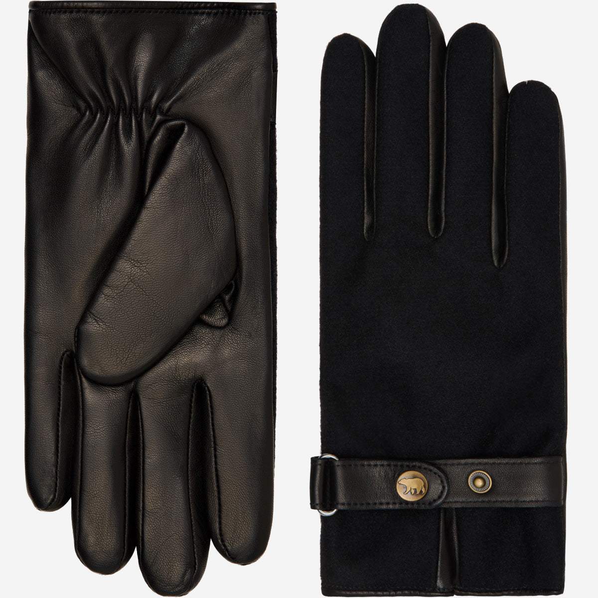Fabrizio (black) – Tweed men's gloves with touchscreen capability and adjustable snap button - Leather Gloves Online - Flyclothing LLC