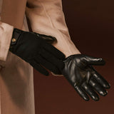 Fabrizio (black) – Tweed men's gloves with touchscreen capability and adjustable snap button - Leather Gloves Online - Flyclothing LLC